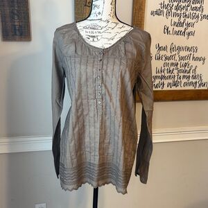 Eddie Bauer Taupe Button-Down Blouse
